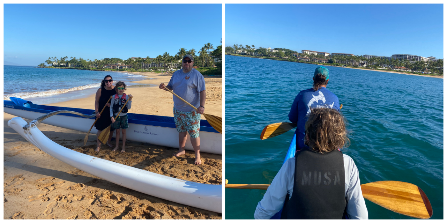 Four Seasons Maui with kids Outrigger canoe activity